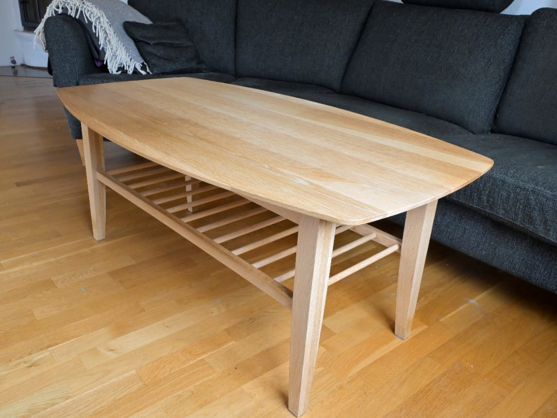 Solid oak superellipse coffee table