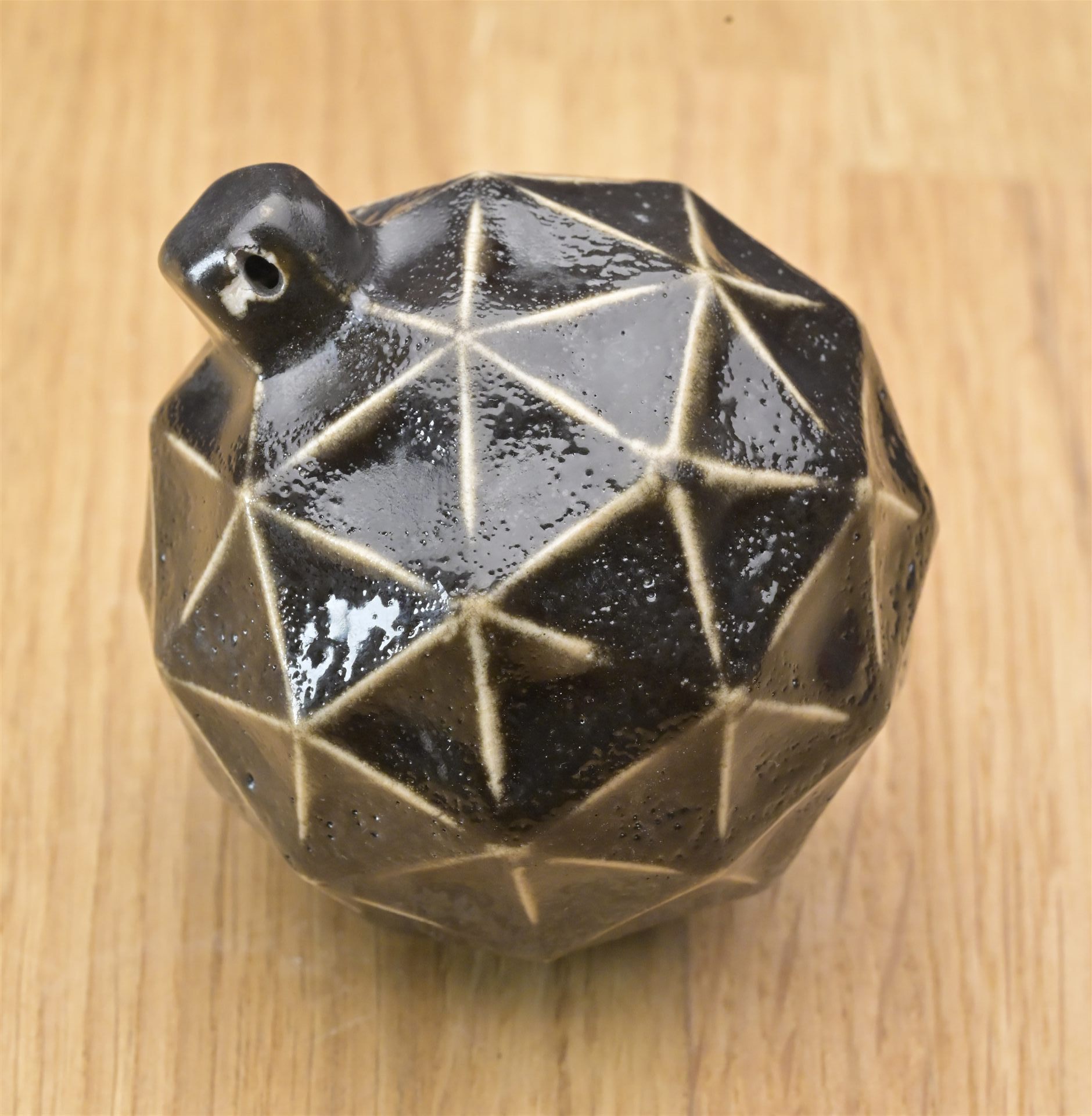 Geodesic polyhedron ceramic ornament